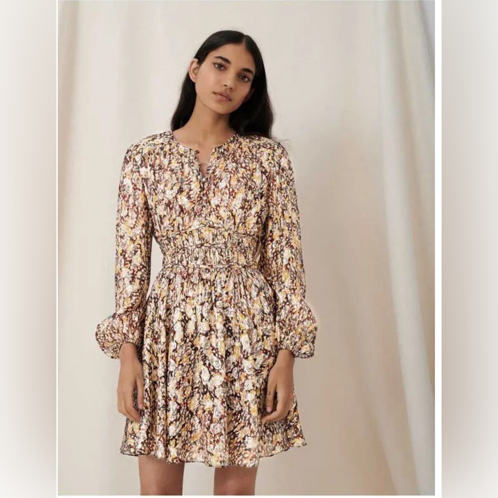 MAJE Animalier Lurex Noir Camel Dress size 34